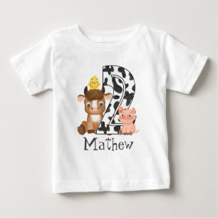 Camiseta Para Bebê Fazenda segundo aniversário animais do pátio da  p