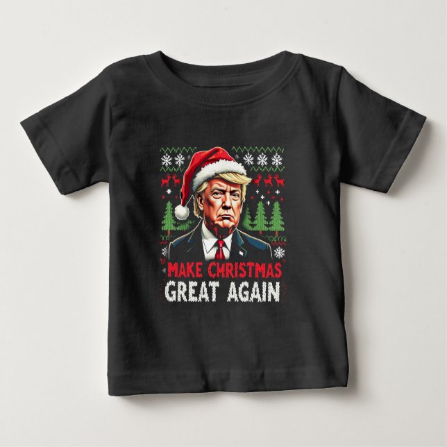 Camiseta Para Bebê Fazer Excelente De Natal Novamente Feio Trump Do S (Frente)