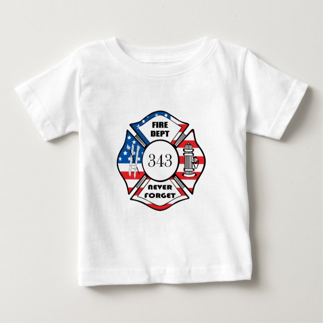 Camiseta Para Bebê FDNY Fire Department City Of New York (Frente)