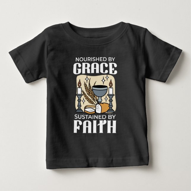 Camiseta Para Bebê Fé Espiritual e Graça – Cristão Edificante (Frente)