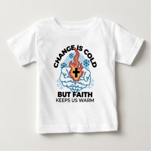 Camiseta Para Bebê Fé nos mantém aquecidos - Uplifando a Trabalho de