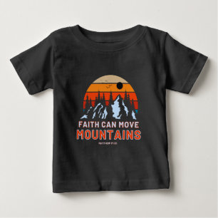 Camiseta Para Bebê Fé pode mover a Bíblia das montanhas