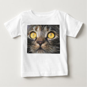 Camiseta Para Bebê Fechamento de Gato com Olhos Amarelos