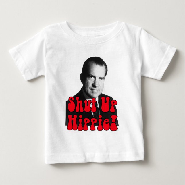 Camiseta Para Bebê Feche acima o Hippie -- Richard Nixon (Frente)