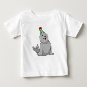 Camiseta Para Bebê Feche com a Parte de chapéu