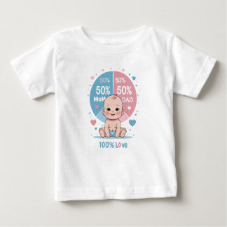 Camiseta Para Bebê Feito com 50% de mãe, 50% de Pai, 100% de amor