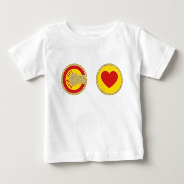 Camiseta Para Bebê Feito com amor (simbolismo espiritual) (© Mira) (Frente)