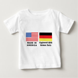 Camiseta Para Bebê Feito em América com peças alemãs