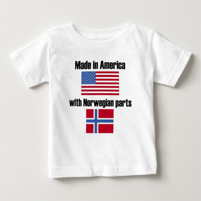 Camiseta Para Bebê Feito em América com peças norueguesas (Frente)