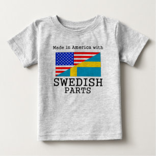 Camiseta Para Bebê Feito em América com peças suecos