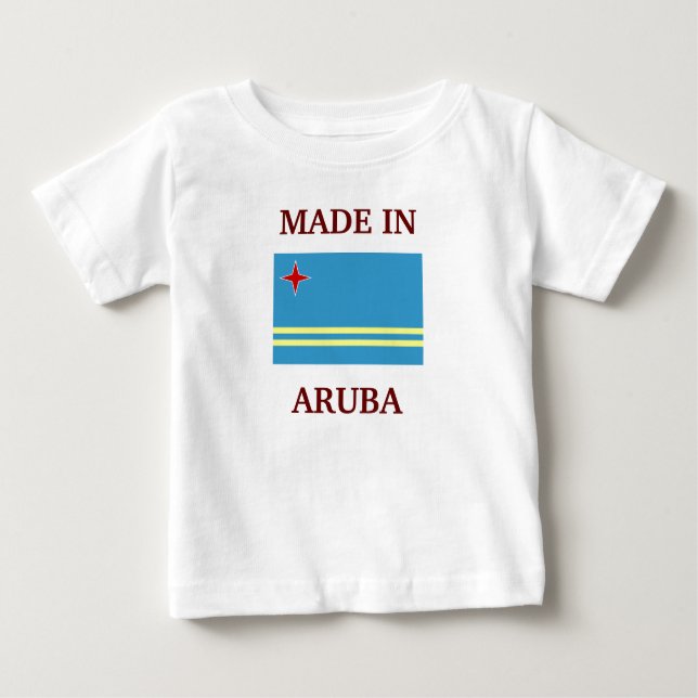Camiseta Para Bebê Feito em Aruba (Frente)