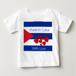 Camiseta Para Bebê Feito em Cuba - bandeira cubana