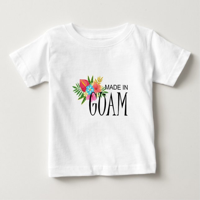 Camiseta Para Bebê Feito em Guam com Flores (Frente)