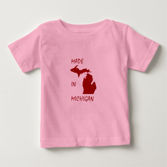 Camiseta Para Bebê Feito em Michigan (Frente)
