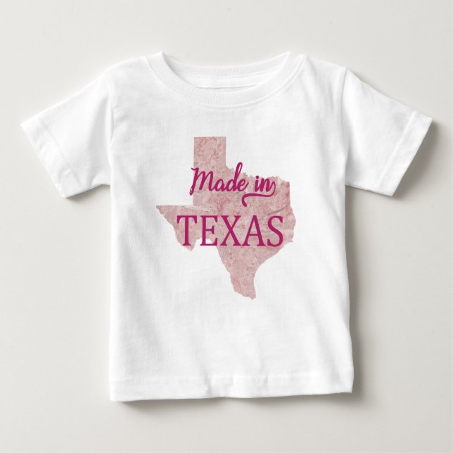 Camiseta Para Bebê Feito em Texas Girls Baby T Shirt Pink Shirt (Frente)