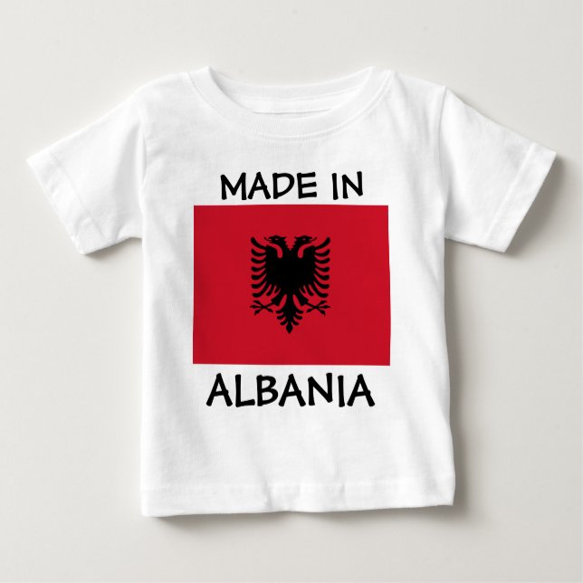 Camiseta Para Bebê Feito na Albânia (Frente)