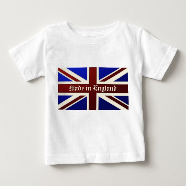 Camiseta Para Bebê Feito na bandeira metálica de Inglaterra Union (Frente)