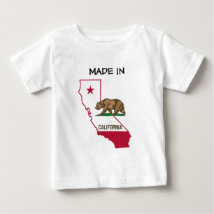 Camiseta Para Bebê Feito na Califórnia - Silhouette e Flag
