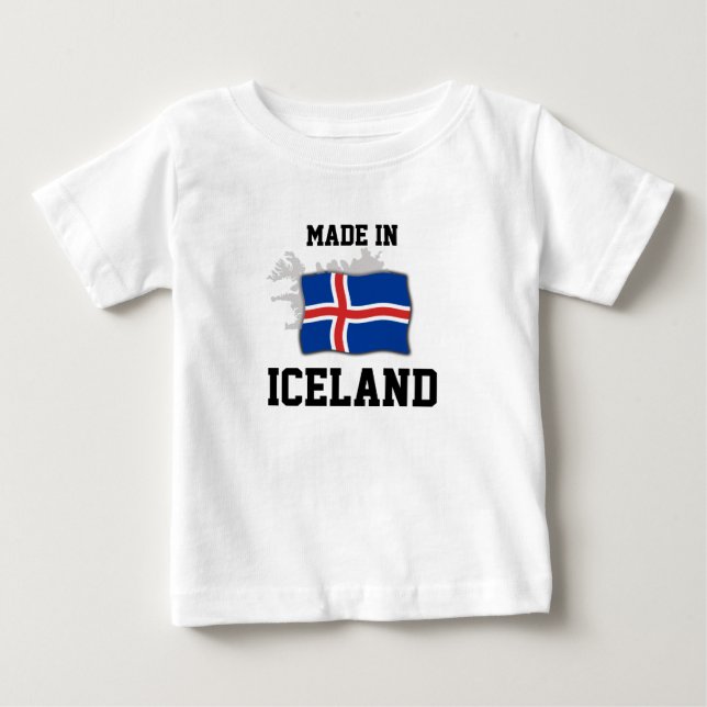 Camiseta Para Bebê Feito na Islândia (Frente)