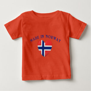 Camiseta Para Bebê Feito na Noruega com amor