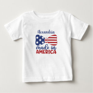 Camiseta Para Bebê Feito no Arco de Bandeira Americano