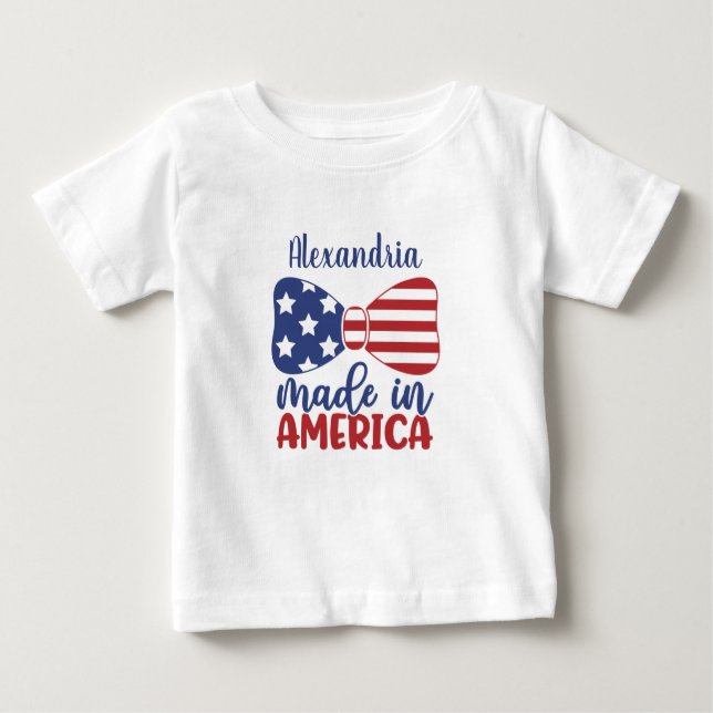 Camiseta Para Bebê Feito no Arco de Bandeira Americano (Frente)