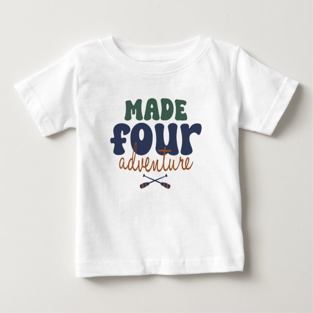 Camiseta Para Bebê Feito para Aventura 4º aniversário (Frente)
