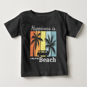 Camiseta Para Bebê Felicidade de férias de verão é um dia na praia
