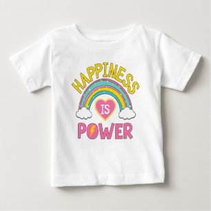 Camiseta Para Bebê Felicidade é Arco-Íris de Potência