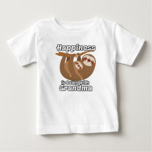 Camiseta Para Bebê Felicidade é estar com a vovó Sloth