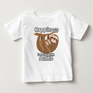Camiseta Para Bebê Felicidade é estar com tia Sloth