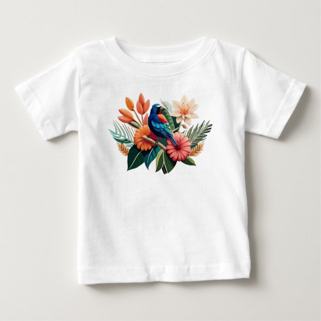 Camiseta Para Bebê Felicidade tropical: Fusão vibrante da Flora (Frente)