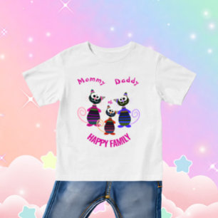 Camiseta Para Bebê Felinos coloridos