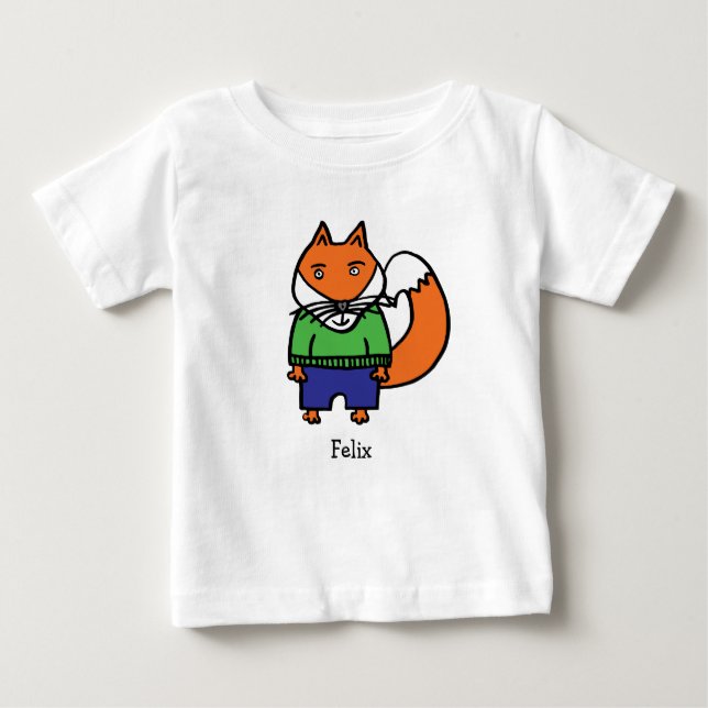 Camiseta Para Bebê Felix personalizado a raposa (Frente)