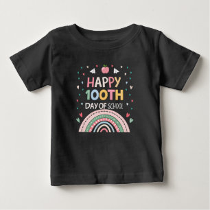 Camiseta Para Bebê Feliz 100º dia da escola Rainbow Kids T-Shirt