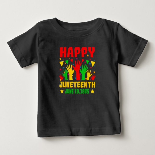 Camiseta Para Bebê Feliz 1.º Junho Vermelho Negro Mãos Vermelhas Amar (Frente)