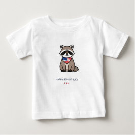 Camiseta Para Bebê Feliz 4 de Julho Arte Patriótica de Guaxinim