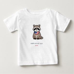 Camiseta Para Bebê Feliz 4 de Julho Arte Patriótica de Guaxinim