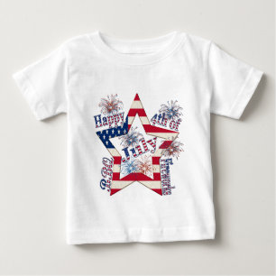 Camiseta Para Bebê Feliz 4o julho