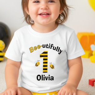Camiseta Para Bebê Feliz Abelha Feliz Primeiro Aniversário