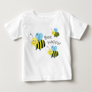 Camiseta Para Bebê Feliz Abelhas Voadoras Feliz