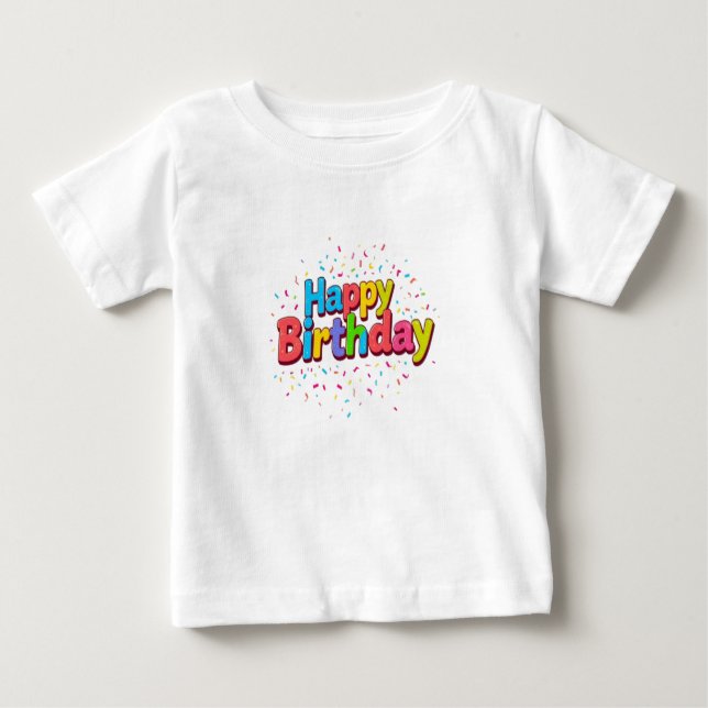 Camiseta Para Bebê Feliz aniversário (Frente)