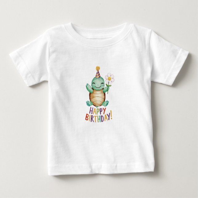 Camiseta Para Bebê Feliz aniversário (Frente)