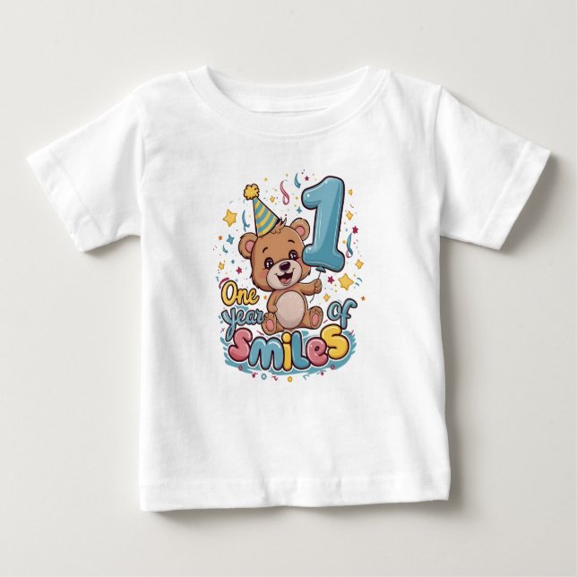 Camiseta Para Bebê Feliz aniversário (Frente)