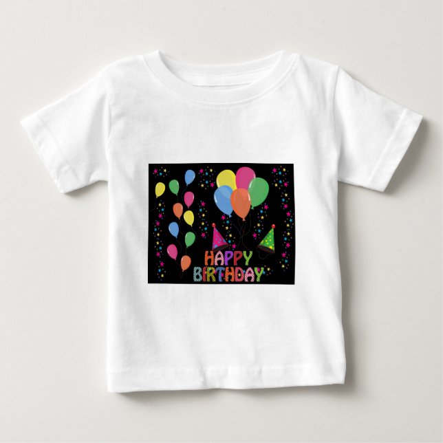 Camiseta Para Bebê Feliz aniversário (Frente)