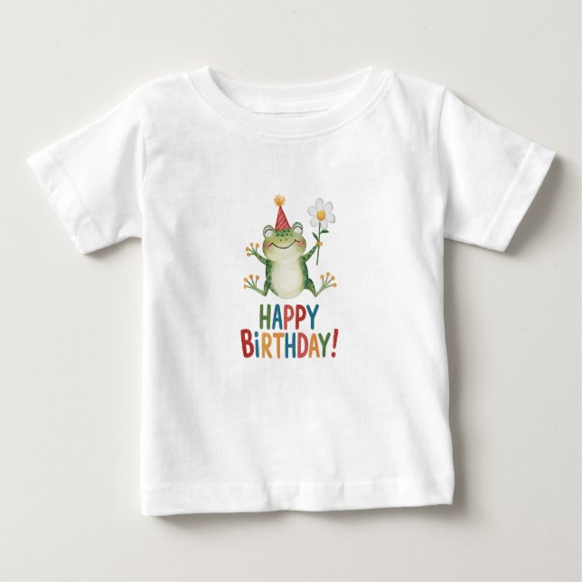 Camiseta Para Bebê Feliz aniversário (Frente)