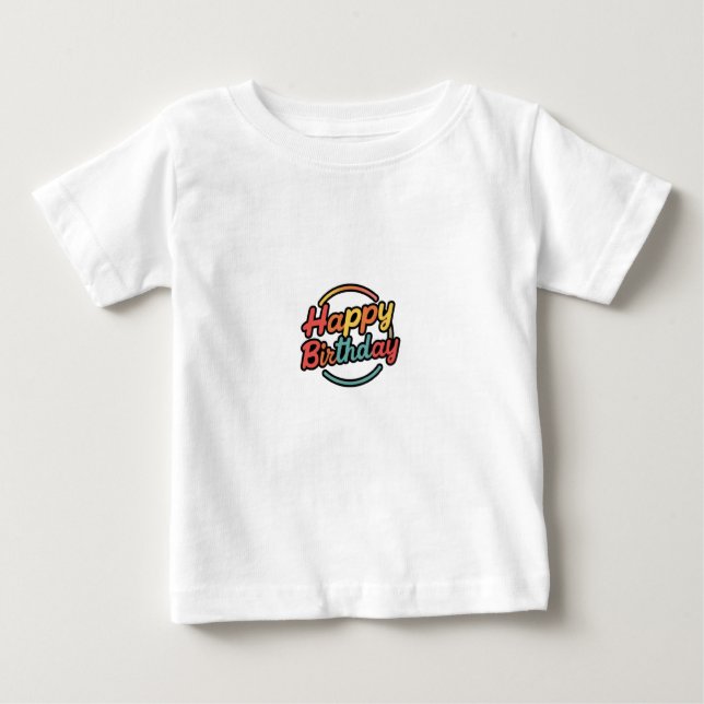 Camiseta Para Bebê feliz aniversário (Frente)