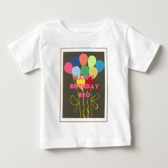 Camiseta Para Bebê Feliz Aniversário Bro Art Impressão (Frente)