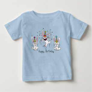 Camiseta Para Bebê Feliz Aniversário Coelho Coelho Crianças