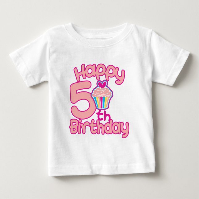 Camiseta Para Bebê Feliz aniversário de 5! (Frente)